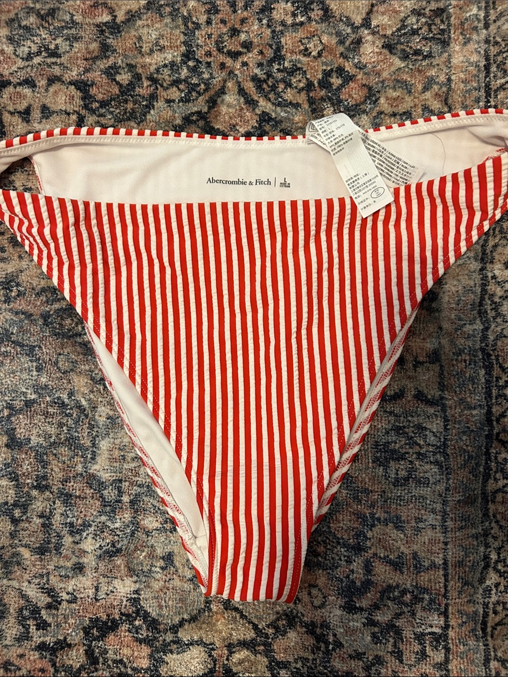 Abercrombie & Fitch Red and White Striped Bikini Bottom